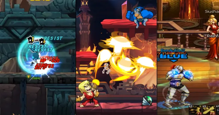 3 Games Like Grand Chase Classic That Are Still Worth Playing collage of arcade style action games similar to Grand Chase showing side scrolling combat bursts of damage numbers and anime fighters