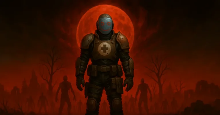 7 Days to Die Watcher outfit artwork with blood moon and zombies