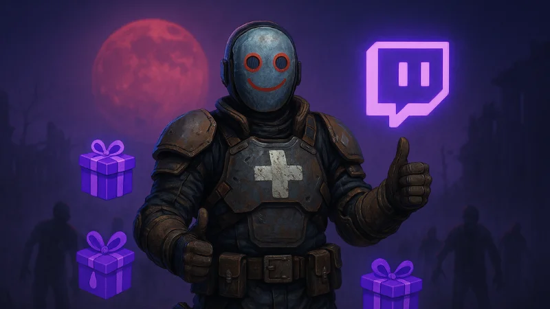 7 Days to Die Watcher outfit with Twitch logo and gift subs icons