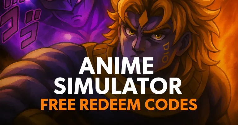 Anime Simulator character with glowing eyes and dramatic purple and orange lighting