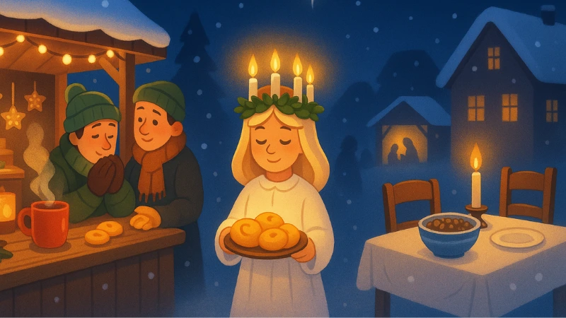 Europe in Winter Light Markets, Lucia, and Wigilia