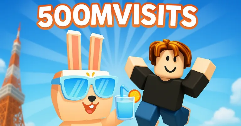 Roblox Climb and Jump Tower 500MVISITS code with Summer Rabbit and player avatar