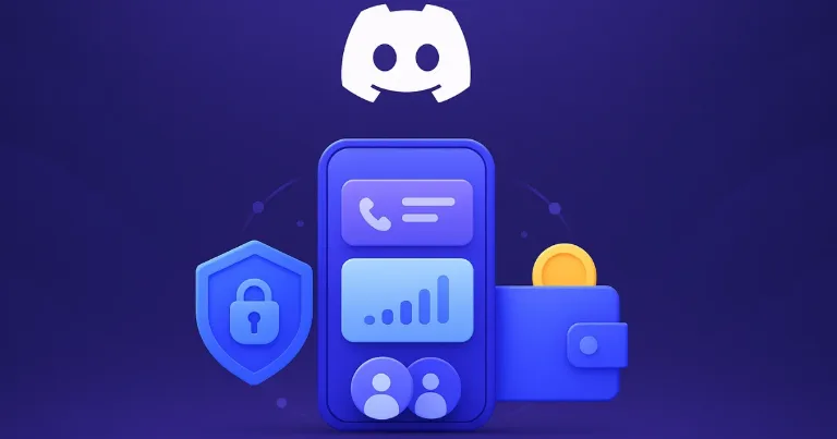 Discord Family Center, safety and spending shown by phone, shield, wallet.