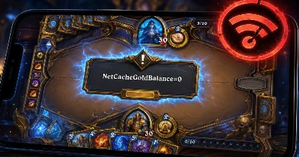 Hearthstone iOS NetCacheGoldBalance=0 disconnect error on a mobile card battle screen