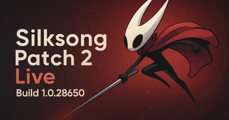 Hollow Knight: Silksong Patch 2 (1.0.28650) feature image Hollow Knight: Silksong Patch 2 (1.0.28650) feature image