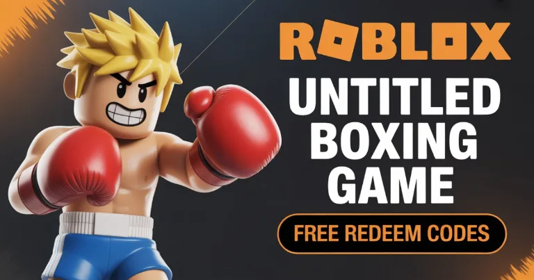 Roblox Untitled Boxing Game fighter with boxing gloves and a callout for free redeem codes