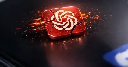 ChatGPT app icon cracking apart on a smartphone screen