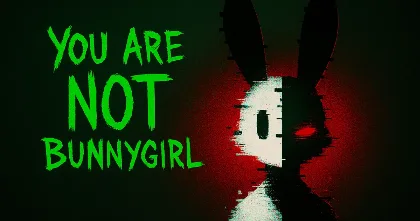 Glitchy robot bunny key art for You Are NOT Bunnygirl