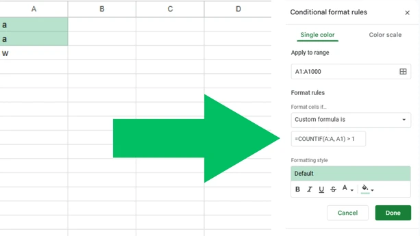 formula to highlight duplicates in google sheets